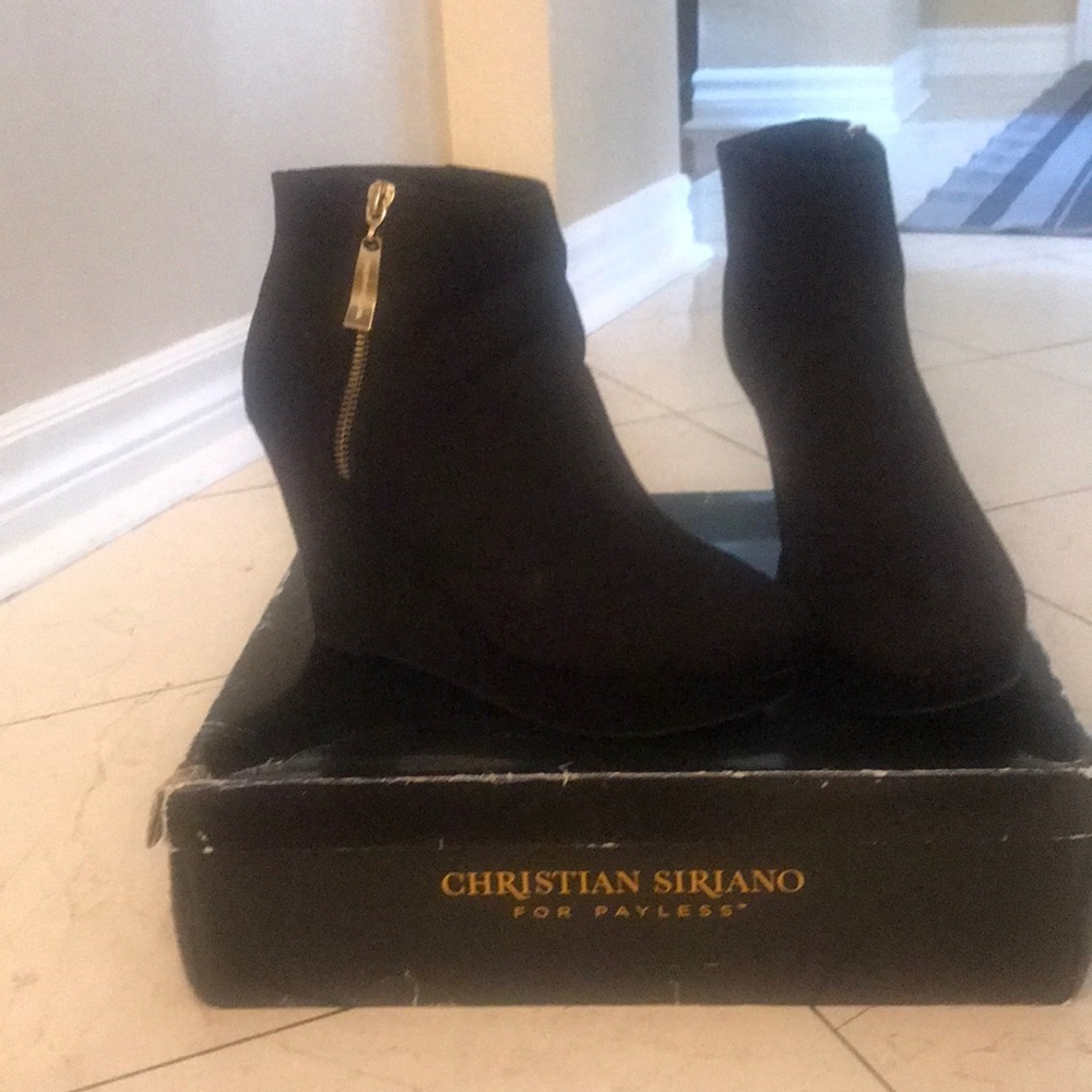 Christian Siriano black platform booties